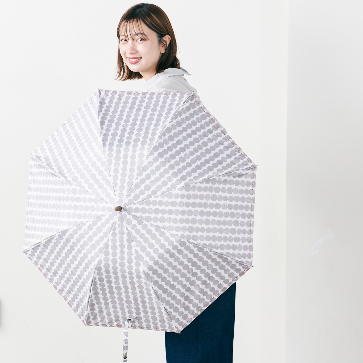 【晴雨兼用】coccaの日傘雨傘 dot 刺繍(折りたたみ)