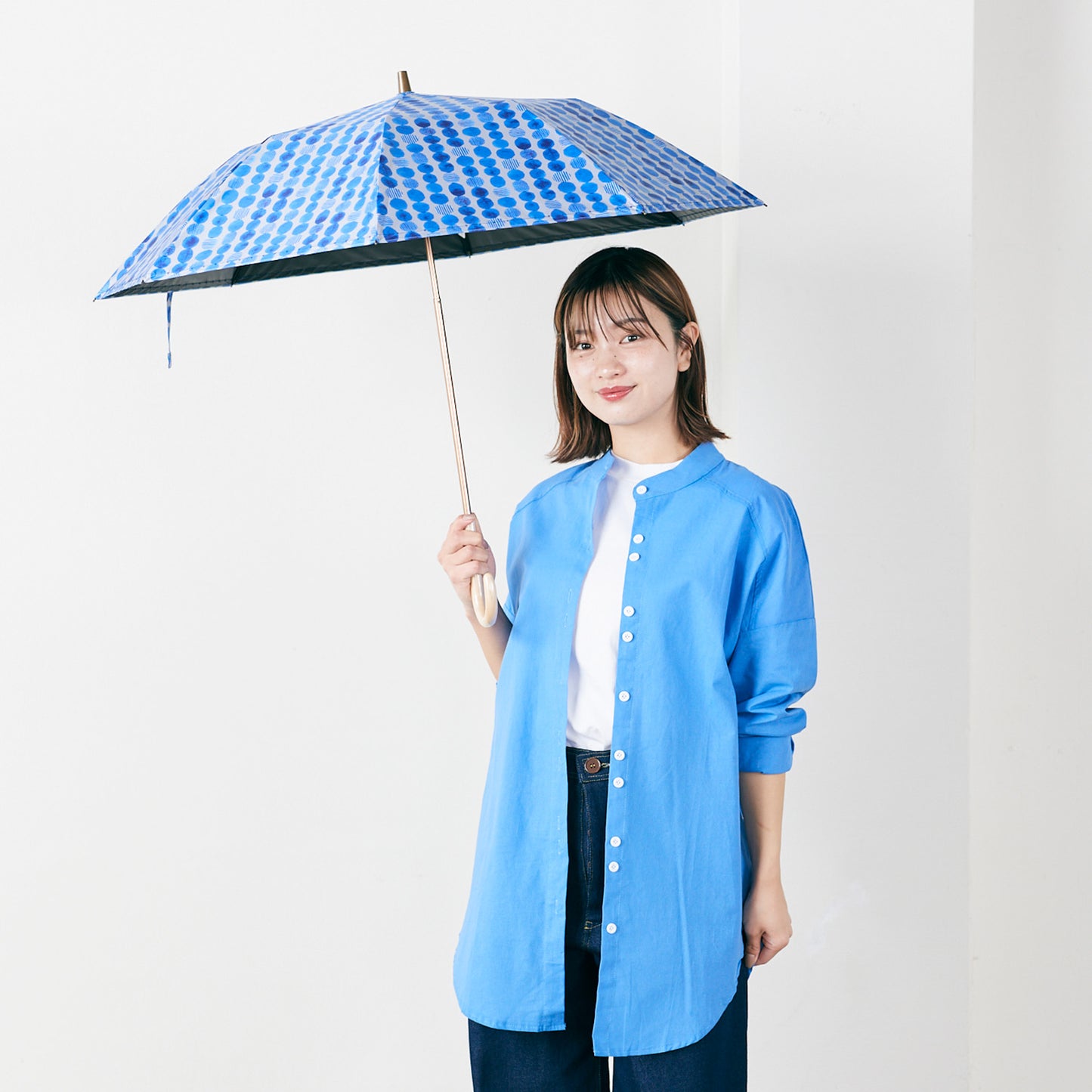 【晴雨兼用】coccaの日傘雨傘 dot 刺繍(折りたたみ)