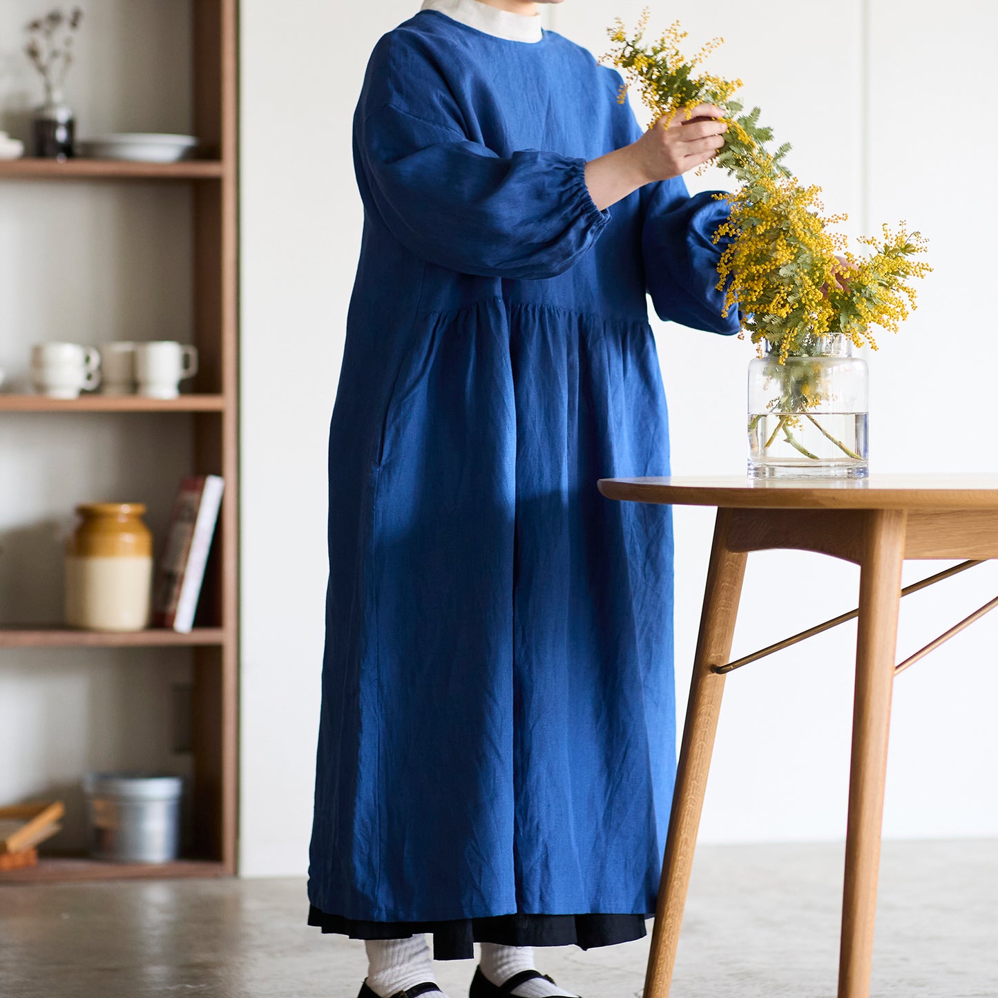 【cocca for】 毎日着たい、変化を楽しむ割烹着ワンピース ”リネン100%“