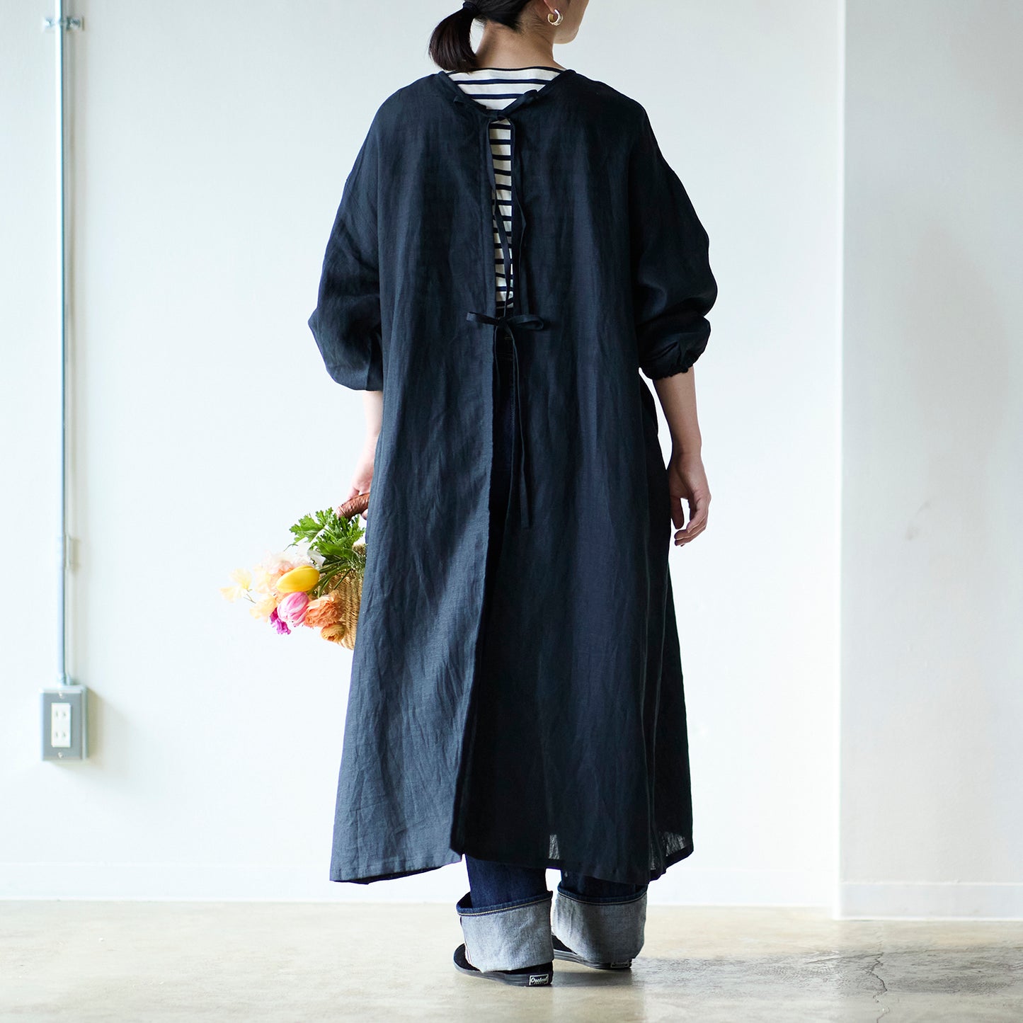 【cocca for】 毎日着たい、変化を楽しむ割烹着ワンピース ”リネン100%“