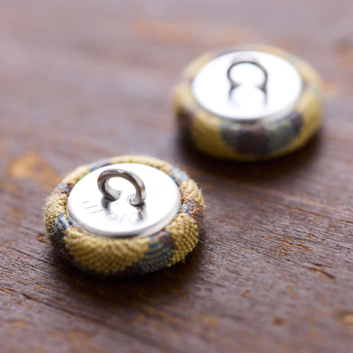 フラットくるみボタン 6個セット ~サッカーギンガム~ 10mm / 12mm - cocca