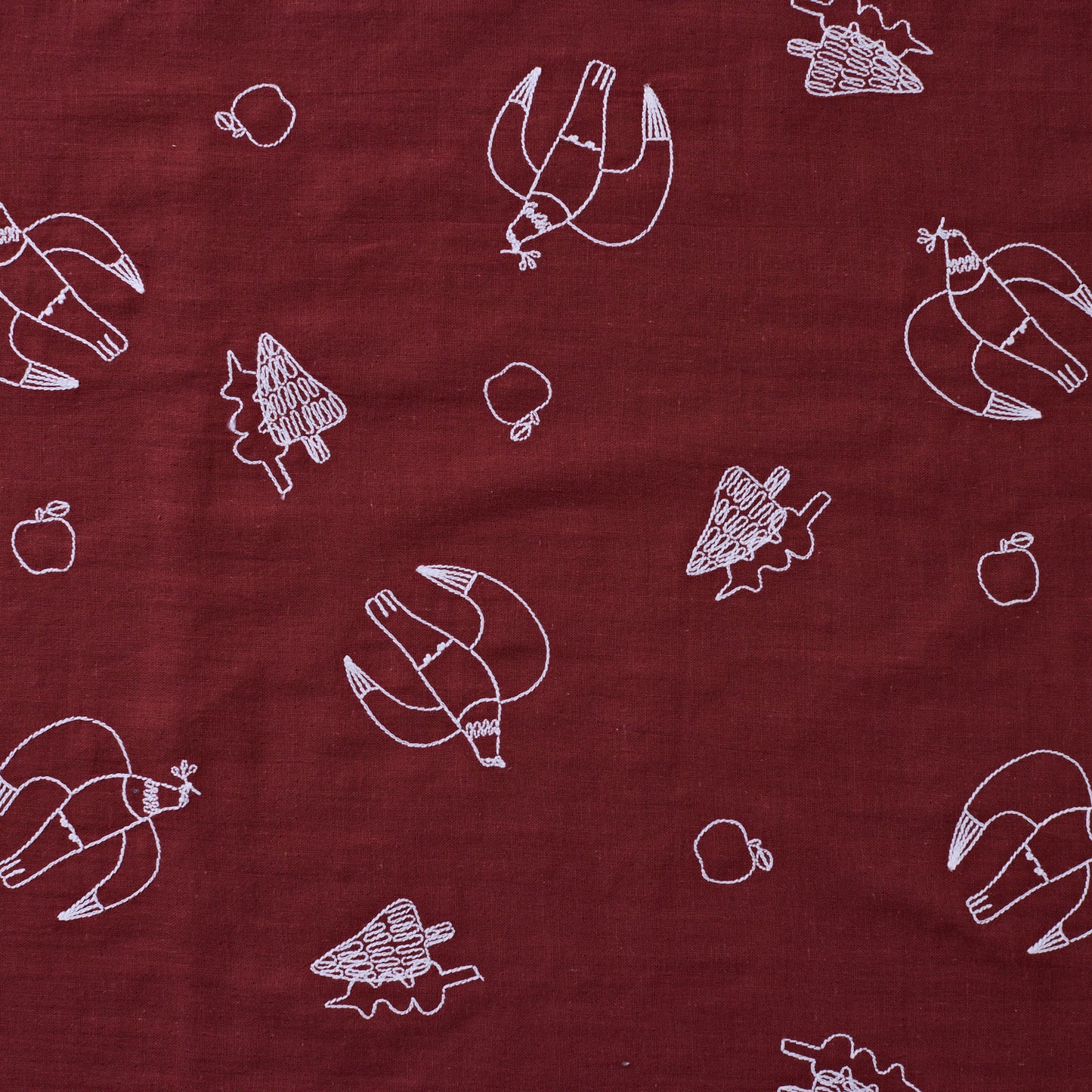 【予約販売】+HAyU fabric ~doves~ ダブルガーゼ刺繍