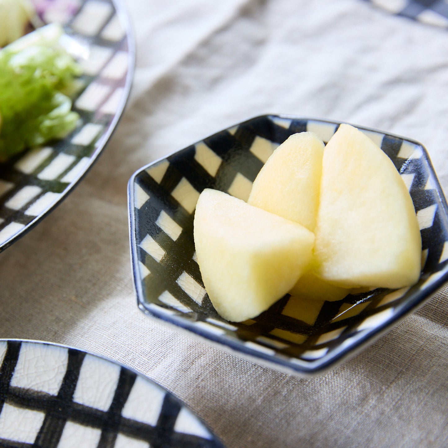【有田焼】チェック 六角豆鉢