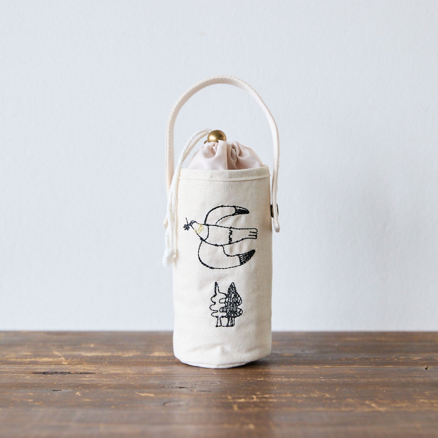 【+HAyU fabric】-kitchen fabrics- 刺繍ボトルケース