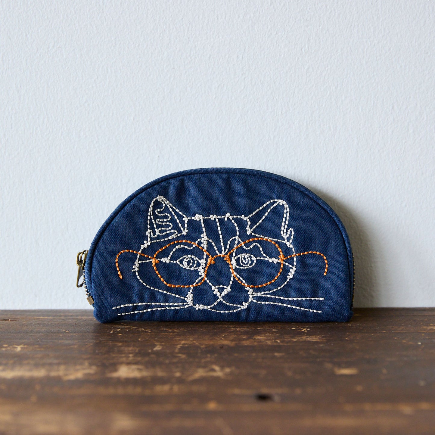 【+HAyU fabric】-glasses case- 刺繍ポーチ
