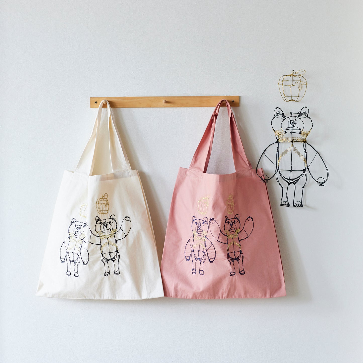 【+HAyU fabric】-Twin Tote bags- トートバッグ ~HAyU BEAR Friends~