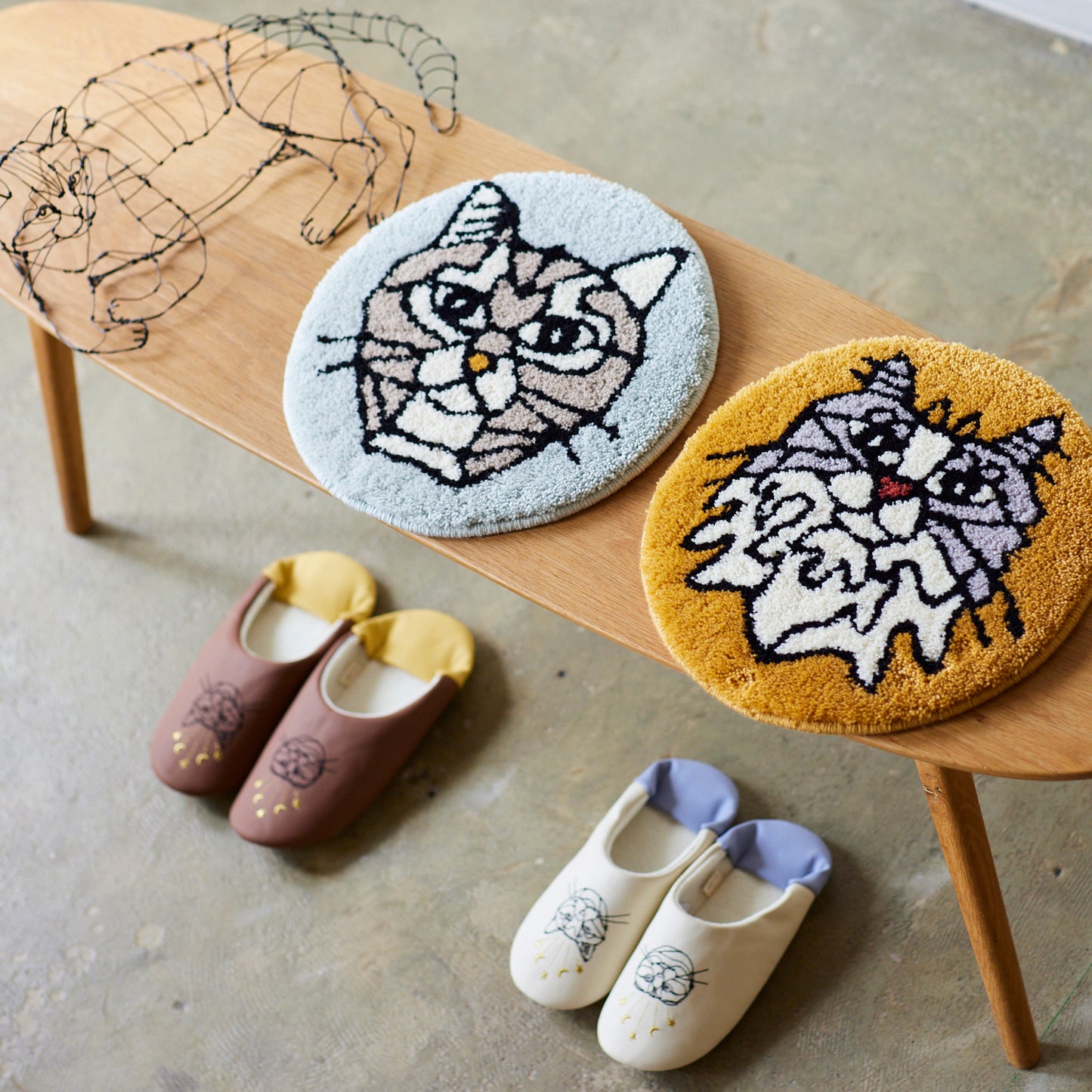 【+HAyU fabric】 -Babouche cat star- バブーシュ(ルームシューズ)