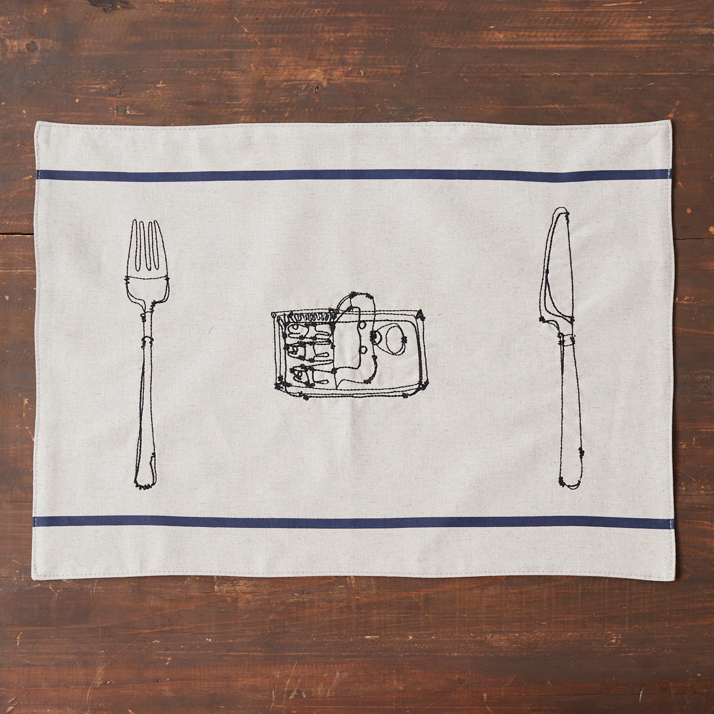 +HAyU fabric -kitchen fabrics- コットンリネン刺繍ランチョンマット