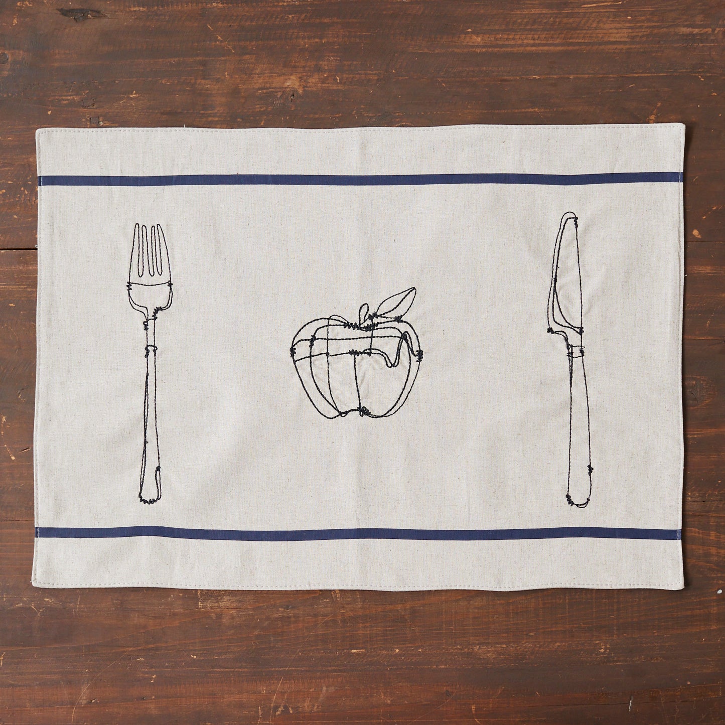 +HAyU fabric -kitchen fabrics- コットンリネン刺繍ランチョンマット