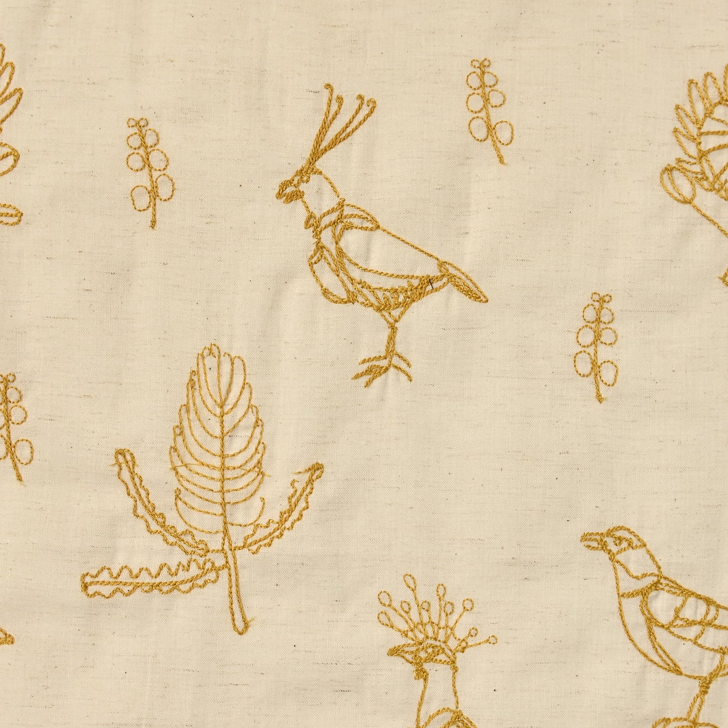 +HAyU fabric ~Bird~ 綿麻シーチング 刺繍