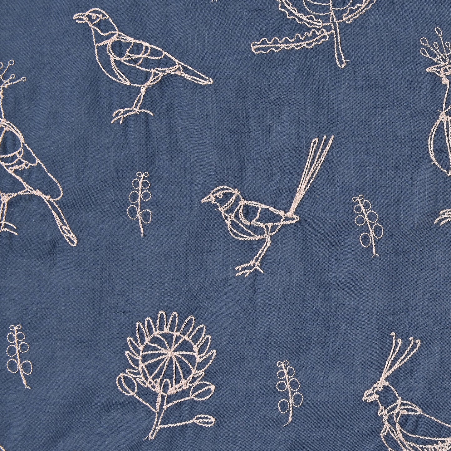 +HAyU fabric ~Bird~ 綿麻シーチング 刺繍