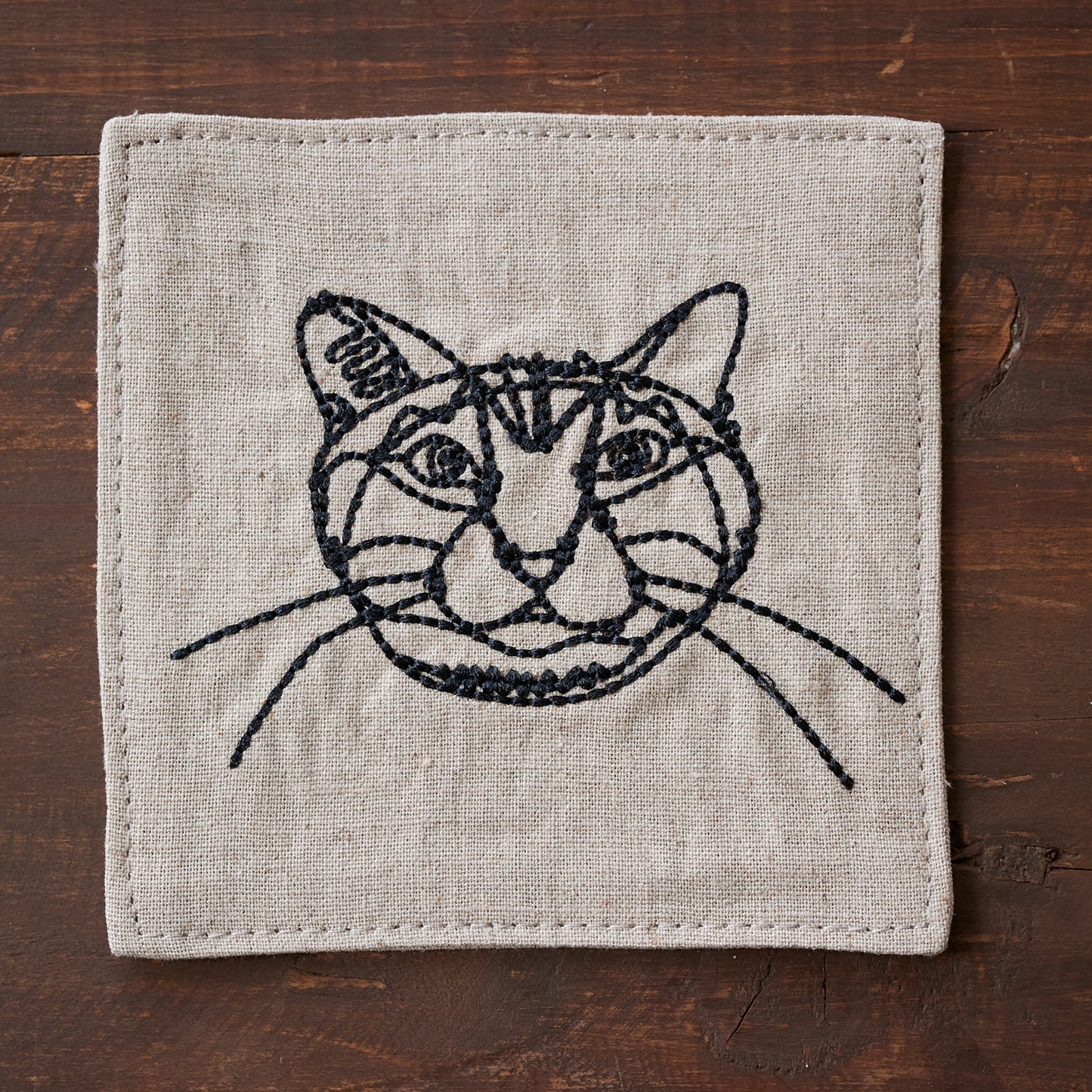 +HAyU fabric -kitchen fabrics- コットンリネン刺繍コースター