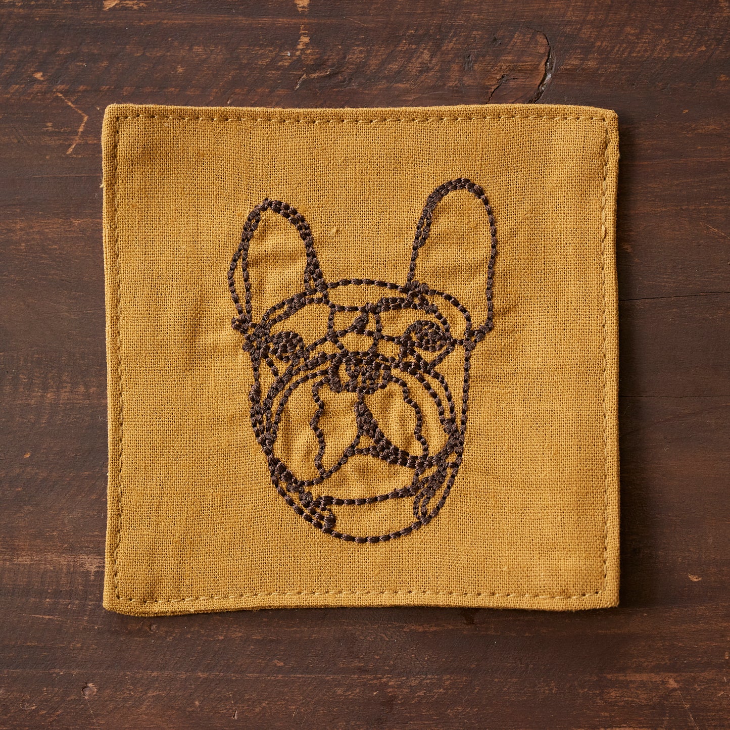 +HAyU fabric -kitchen fabrics- コットンリネン刺繍コースター