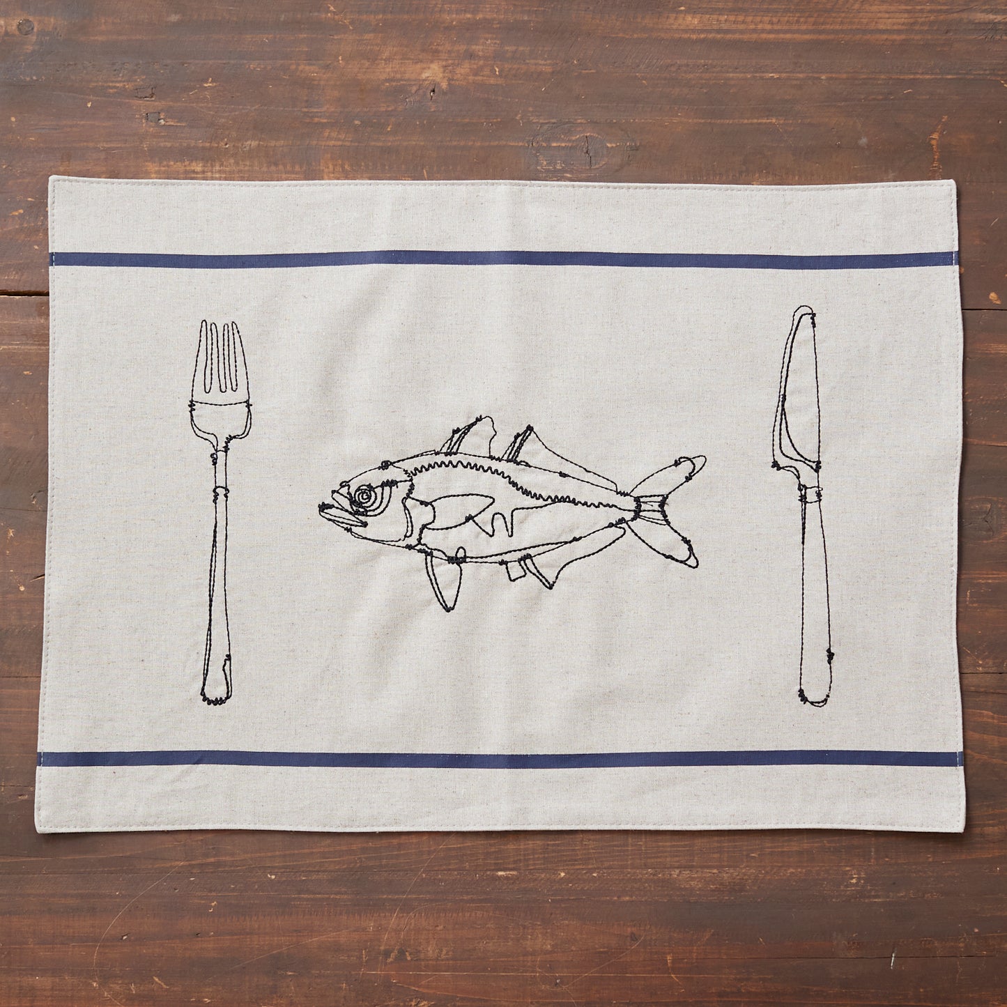 +HAyU fabric -kitchen fabrics- コットンリネン刺繍ランチョンマット