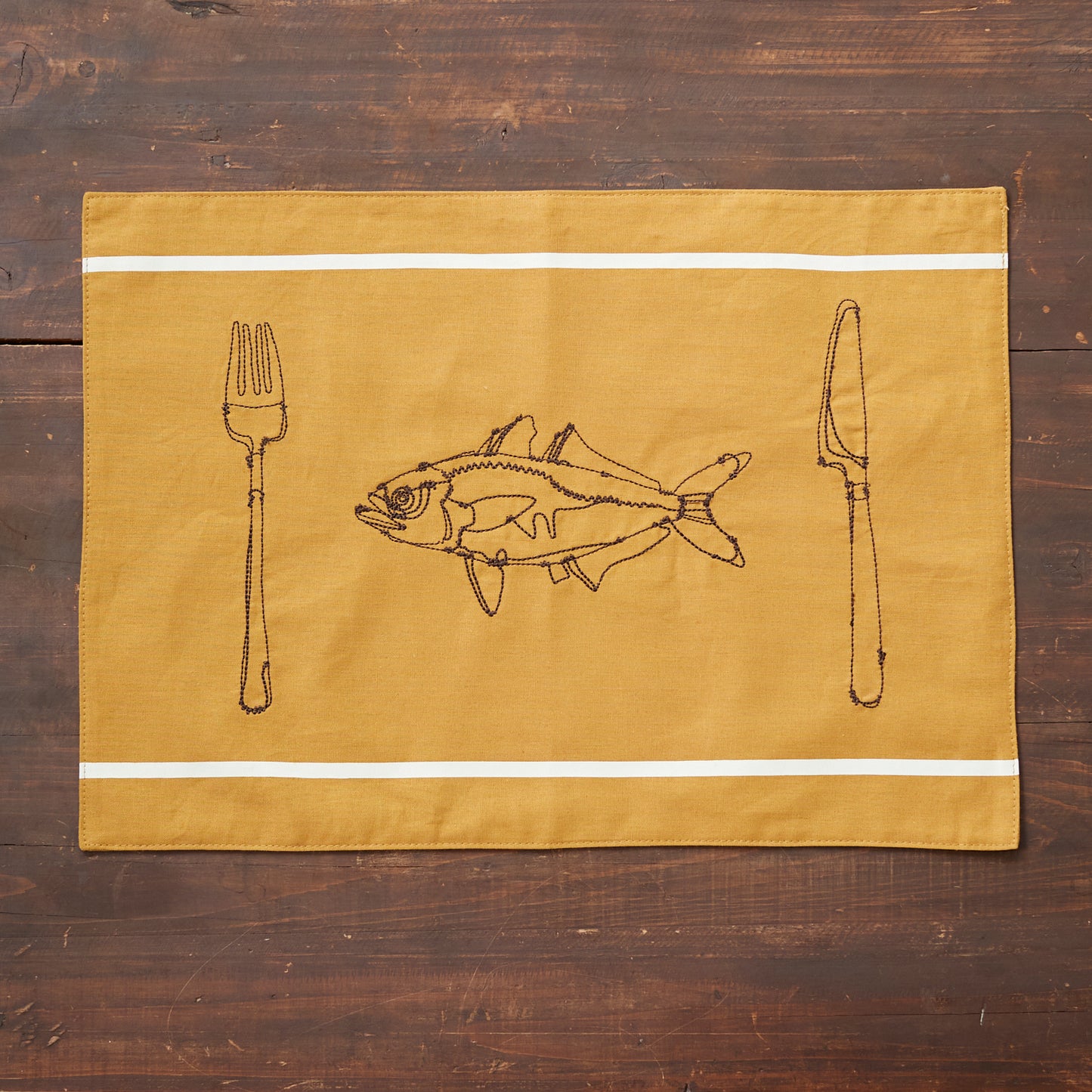+HAyU fabric -kitchen fabrics- コットンリネン刺繍ランチョンマット
