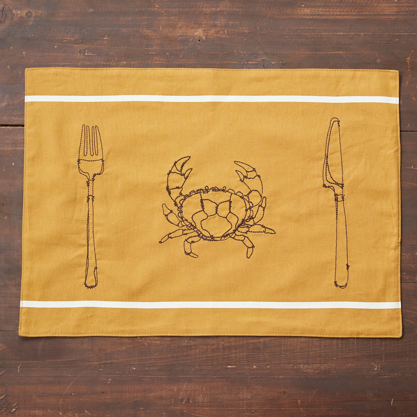 +HAyU fabric -kitchen fabrics- コットンリネン刺繍ランチョンマット