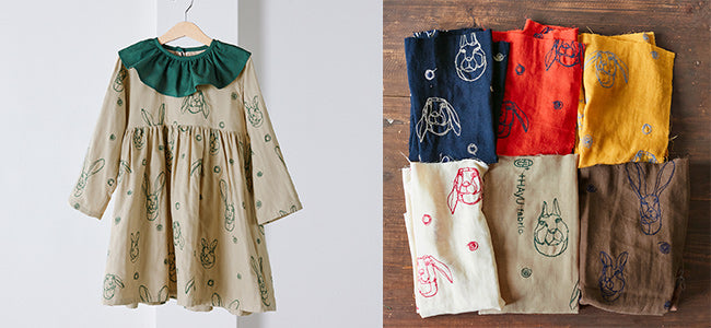 【無料レシピ】《子供服》+HAyu fabricの生地で作る、フリル衿のワンピース