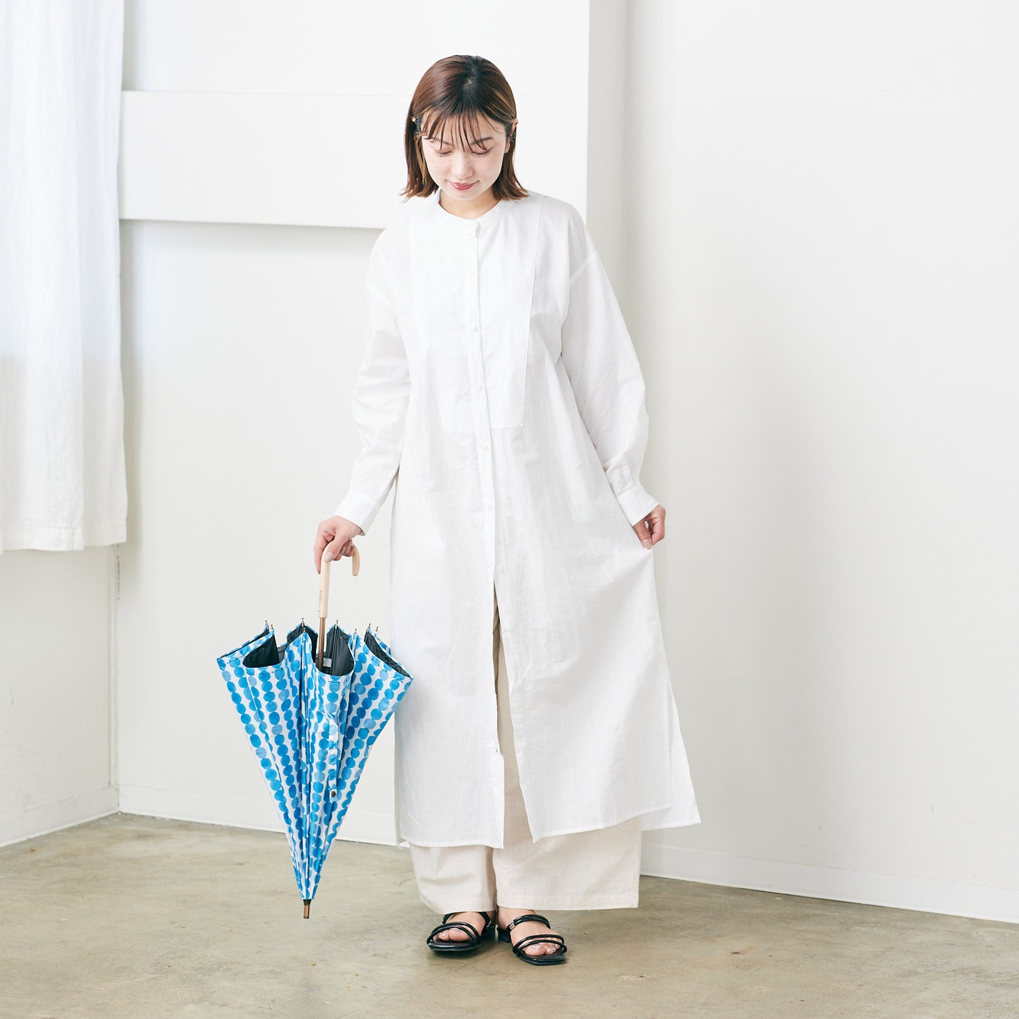 【晴雨兼用】coccaの日傘雨傘 dot 刺繍(ショート)