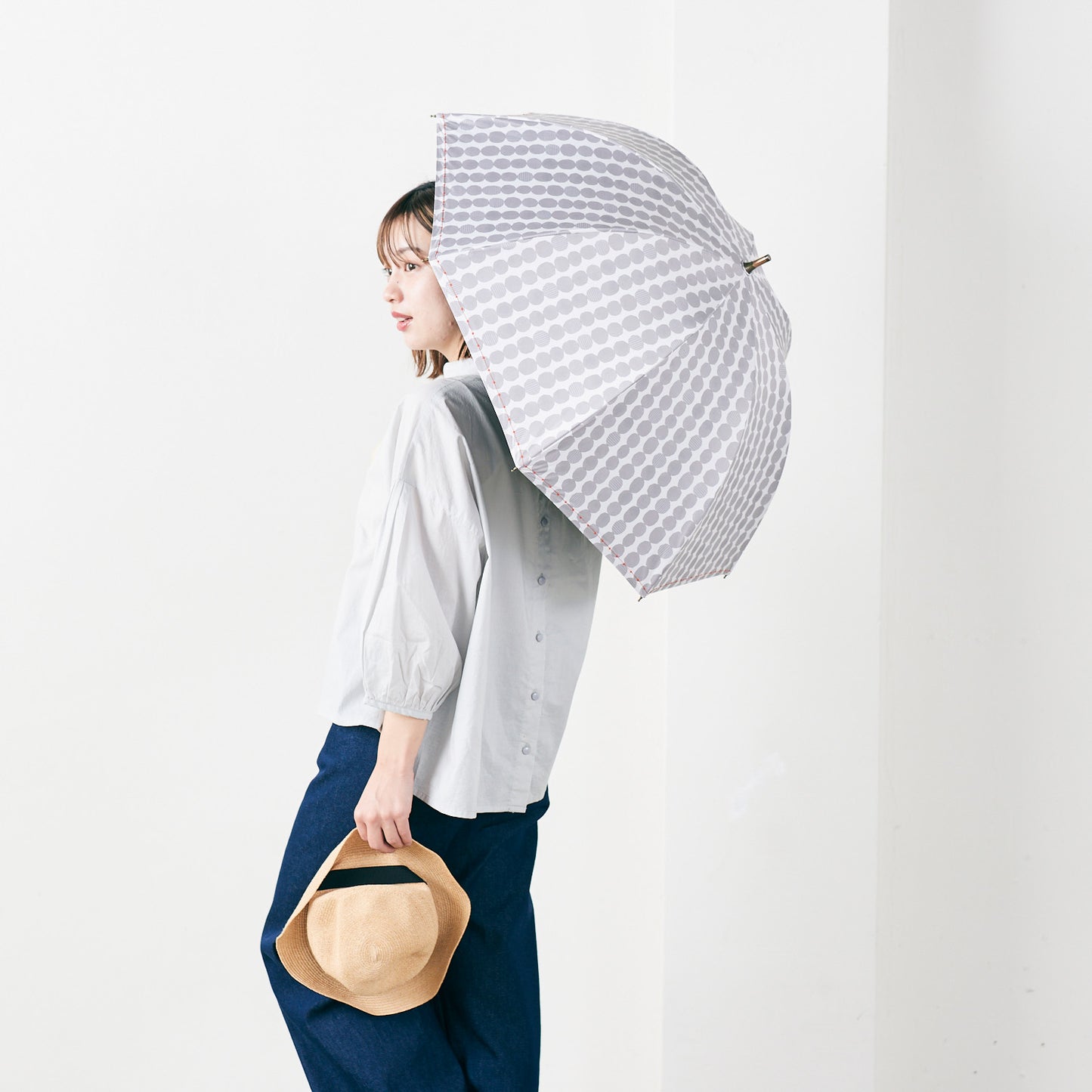 【晴雨兼用】coccaの日傘雨傘 dot 刺繍(ショート)