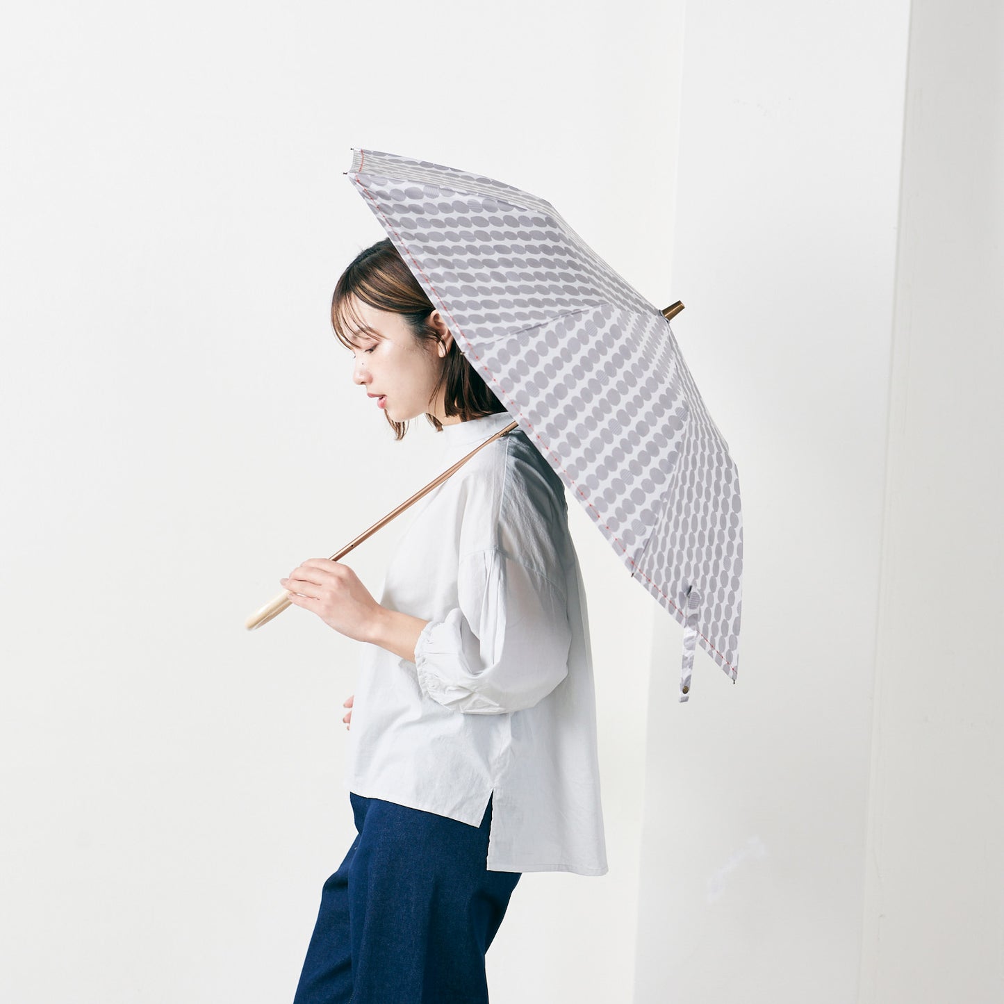 【晴雨兼用】coccaの日傘雨傘 dot 刺繍(折りたたみ)