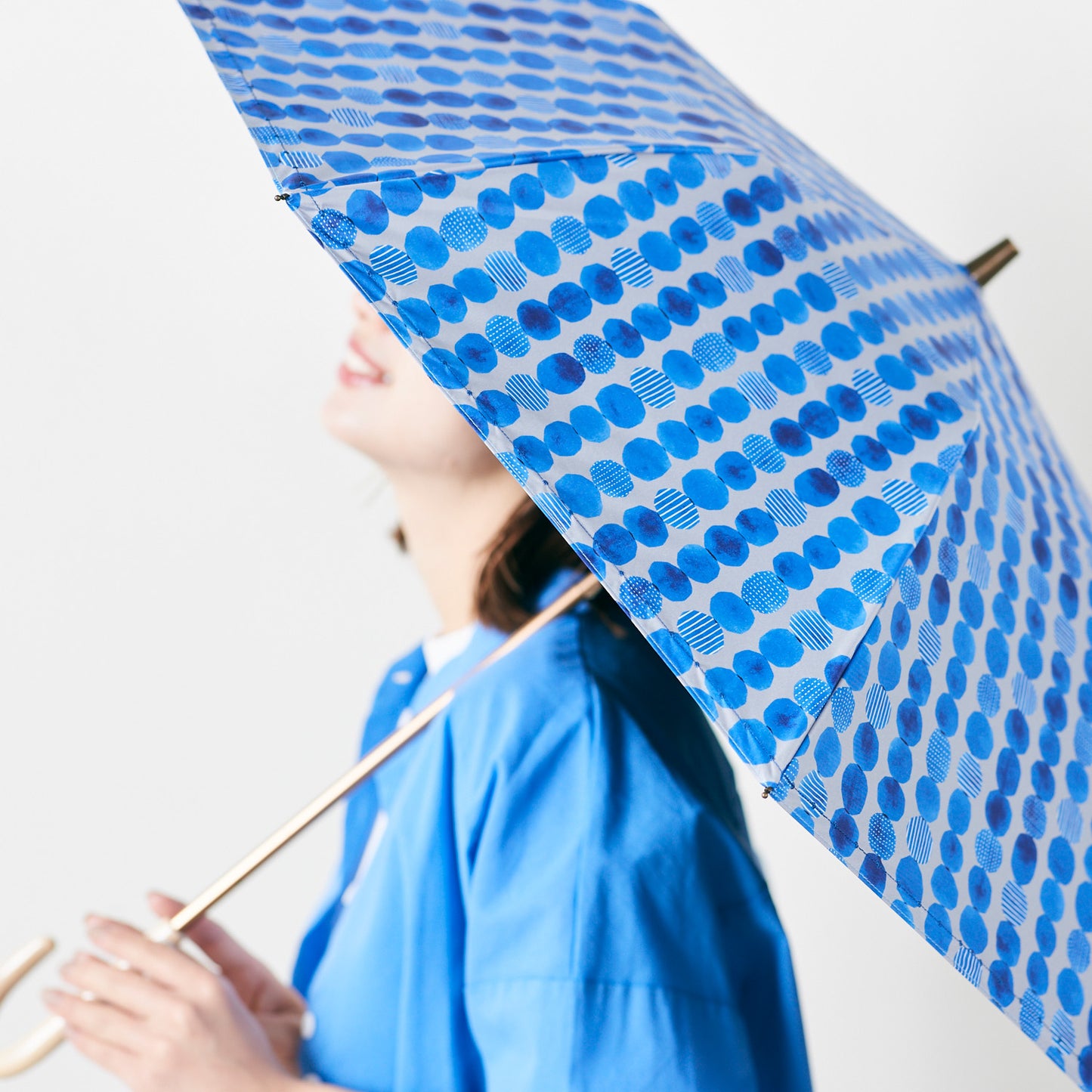 【晴雨兼用】coccaの日傘雨傘 dot 刺繍(折りたたみ)