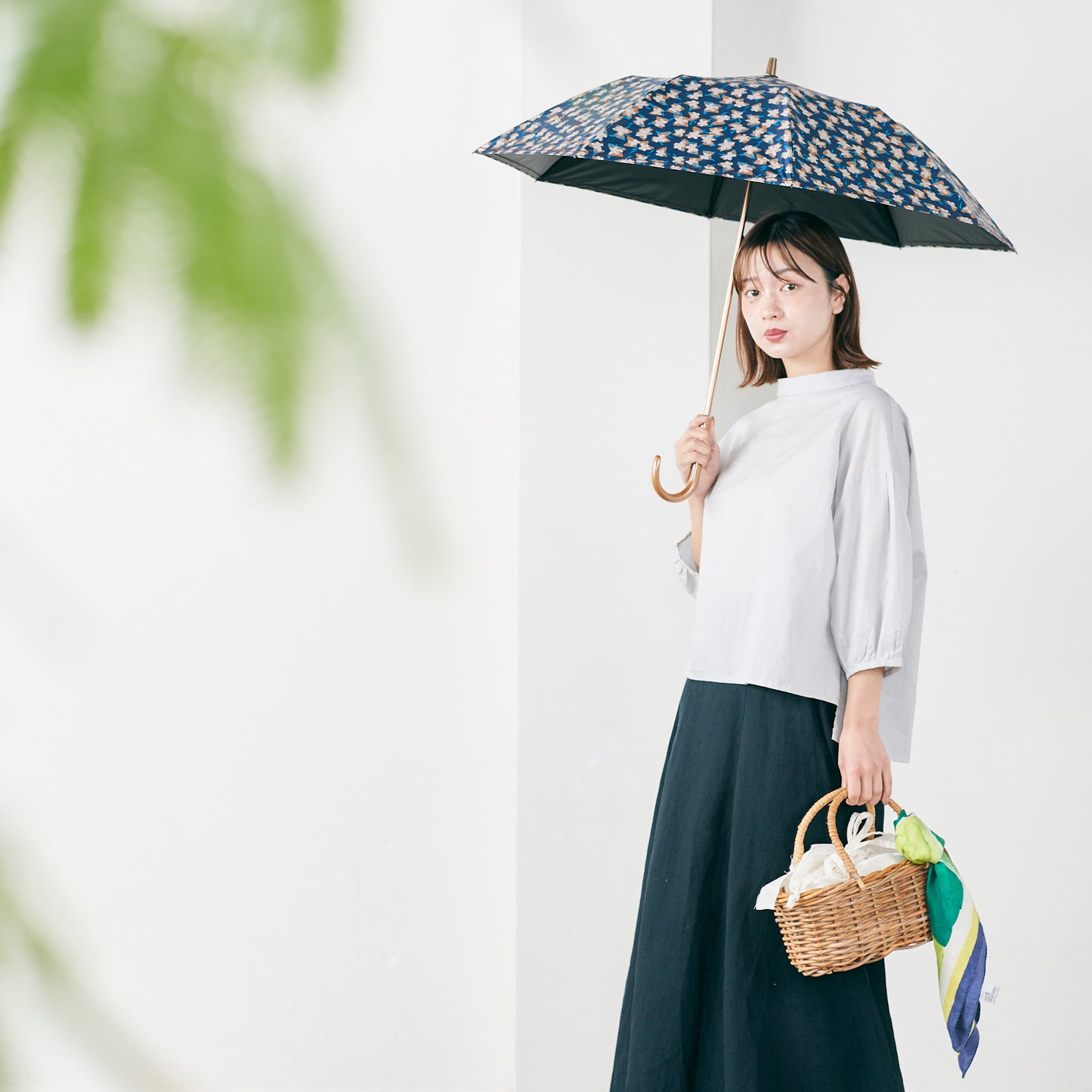 【晴雨兼用】coccaの日傘雨傘 elder flower  刺繍(折りたたみ)