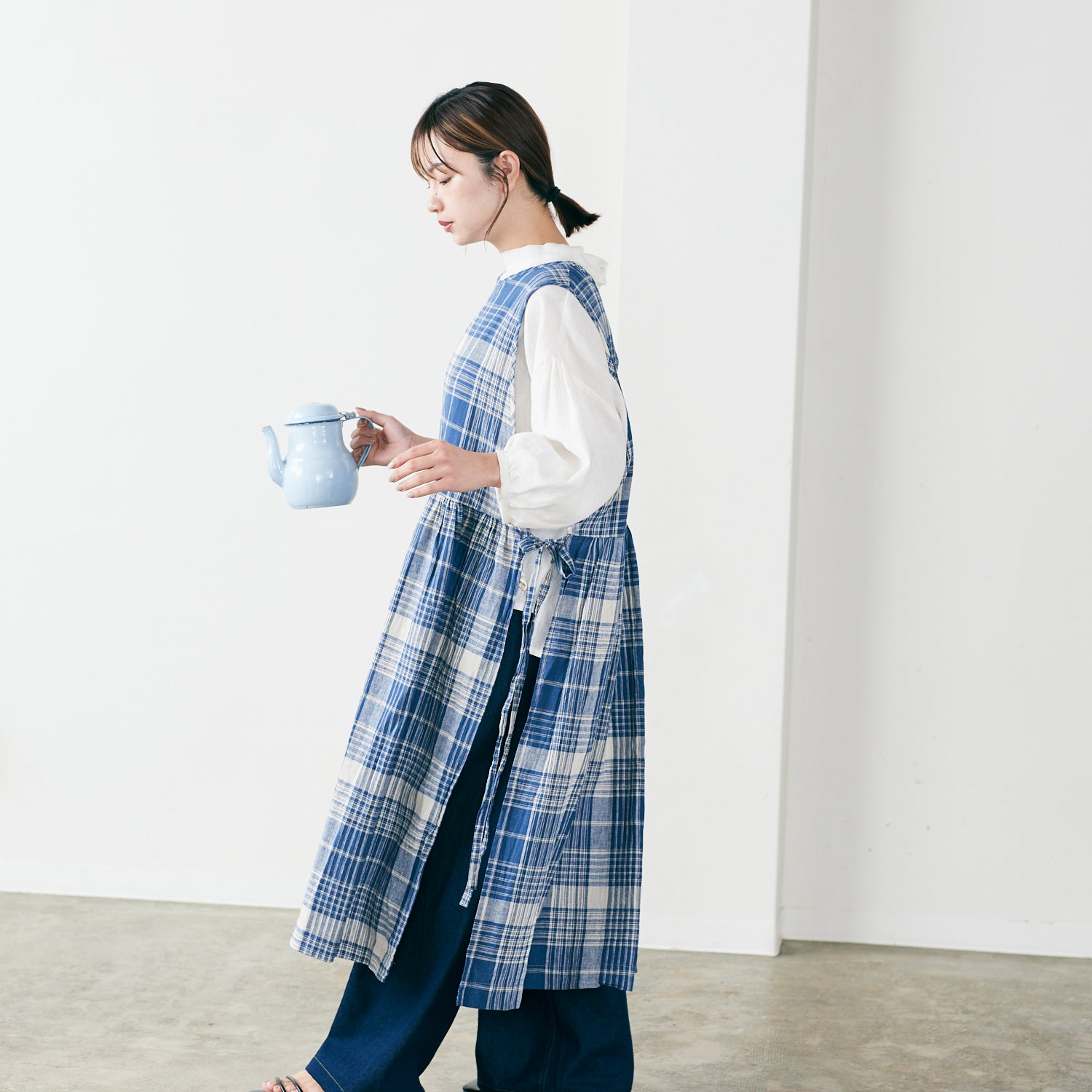 Cardofabrica◇コットンドビーストライプエプロンワンピース