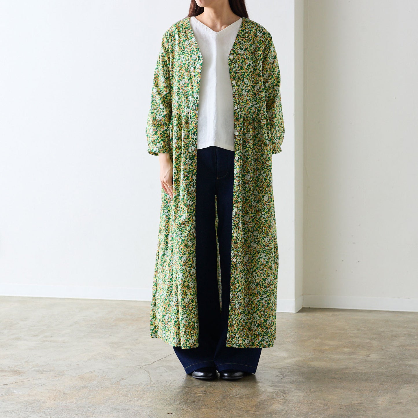 【coccaのお仕立て受注会】前開きVネックワンピース ※生地代別