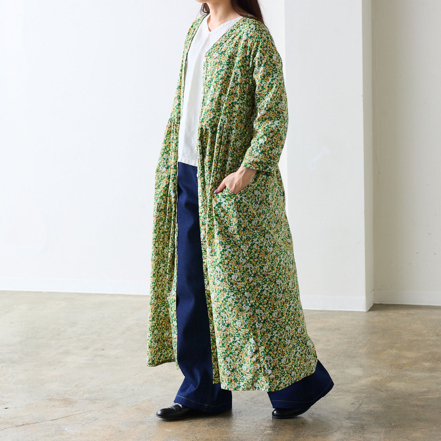 【coccaのお仕立て受注会】前開きVネックワンピース ※生地代別