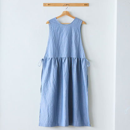 【cocca for】日に日になじむ、綿麻シャンブレーエプロンワンピース
