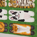 HOME DECO mini ～芝生に寝転ぶ動物たち～ パネル生地 綿100％シーチング