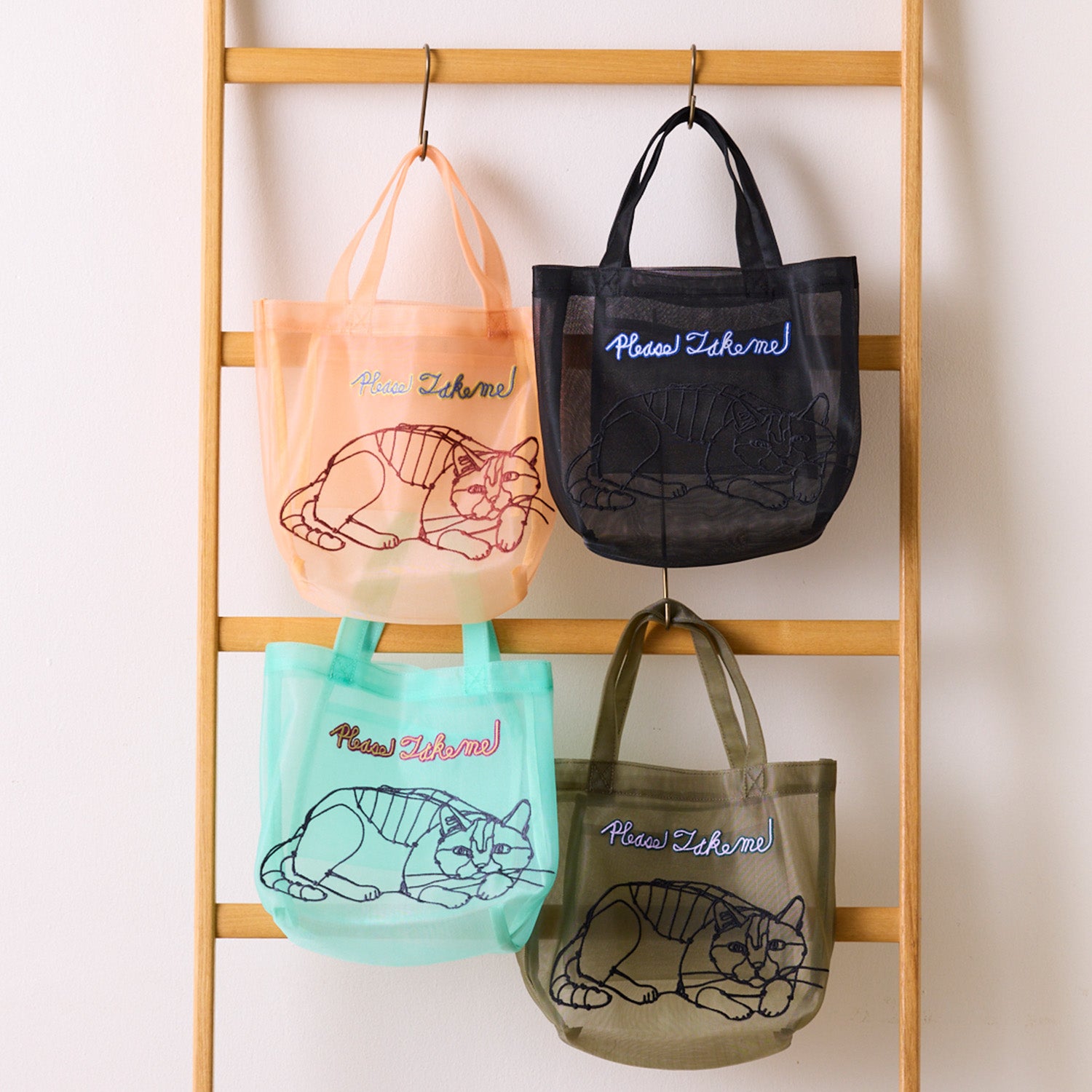 【＋HAyU】刺繍メッシュミニトートバッグ - cocca
