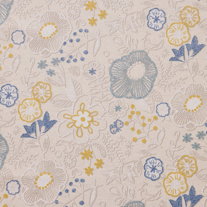 刺繡調プリント～花畑～ 綿麻シーチング