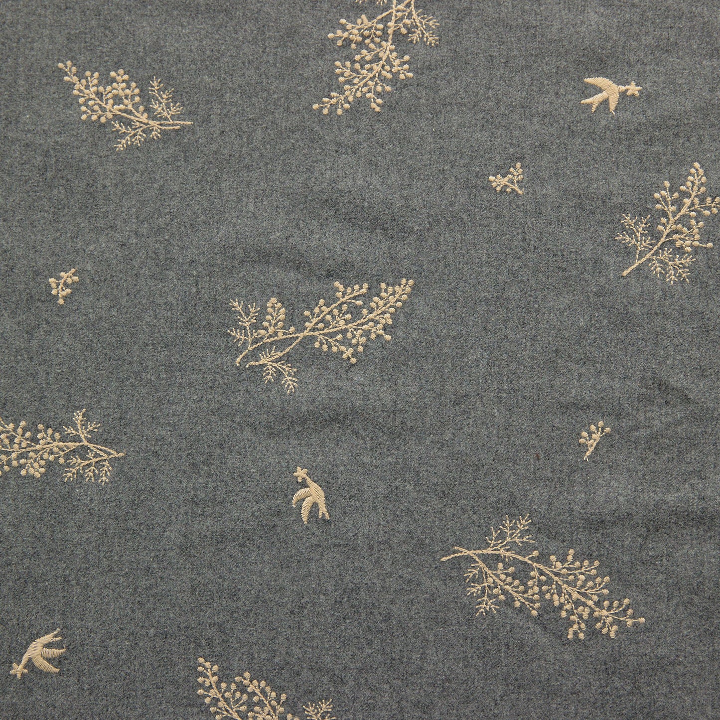 杢ビエラ起毛 綿100％  ～刺繍 ミモザ柄～