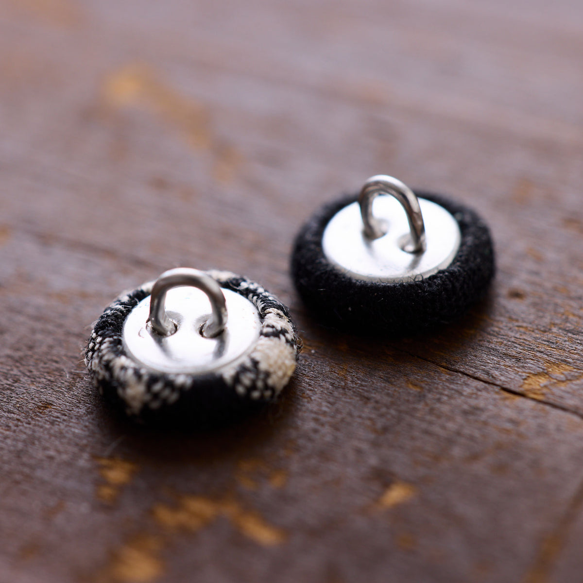 フラットくるみボタン 6個セット ～播州織ハーフリネンチェック～ 10mm / 12mm - cocca