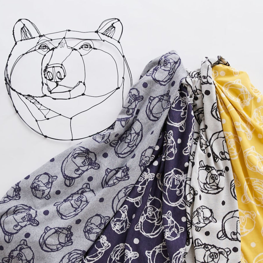 【予約販売】＋HAyU fabric ～BEAR～ 綿100％ニットジャガード EGX-7715-1A