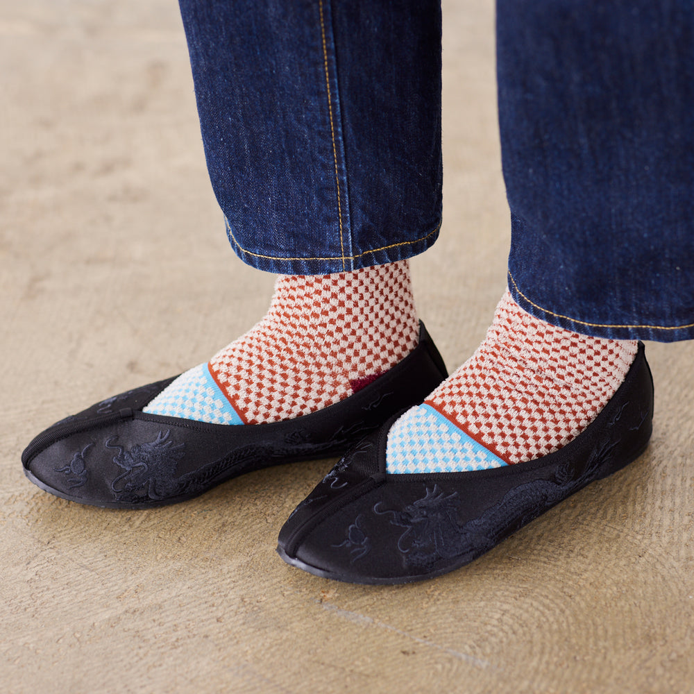 TRICOTÉ -MINI CHECKERED BICOLOUR SOCKS- ミニチェッカードバイカラーソックス TPS-1209-1A