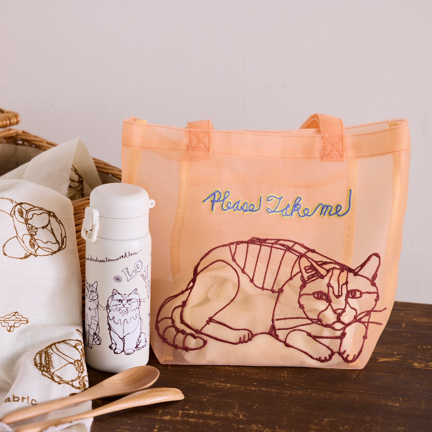 【＋HAyU】刺繍メッシュミニトートバッグ - cocca