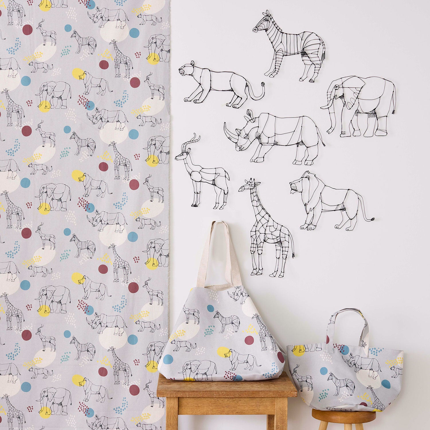 【予約販売】＋HAyU fabric  ～African animals～ 綿麻キャンバス
