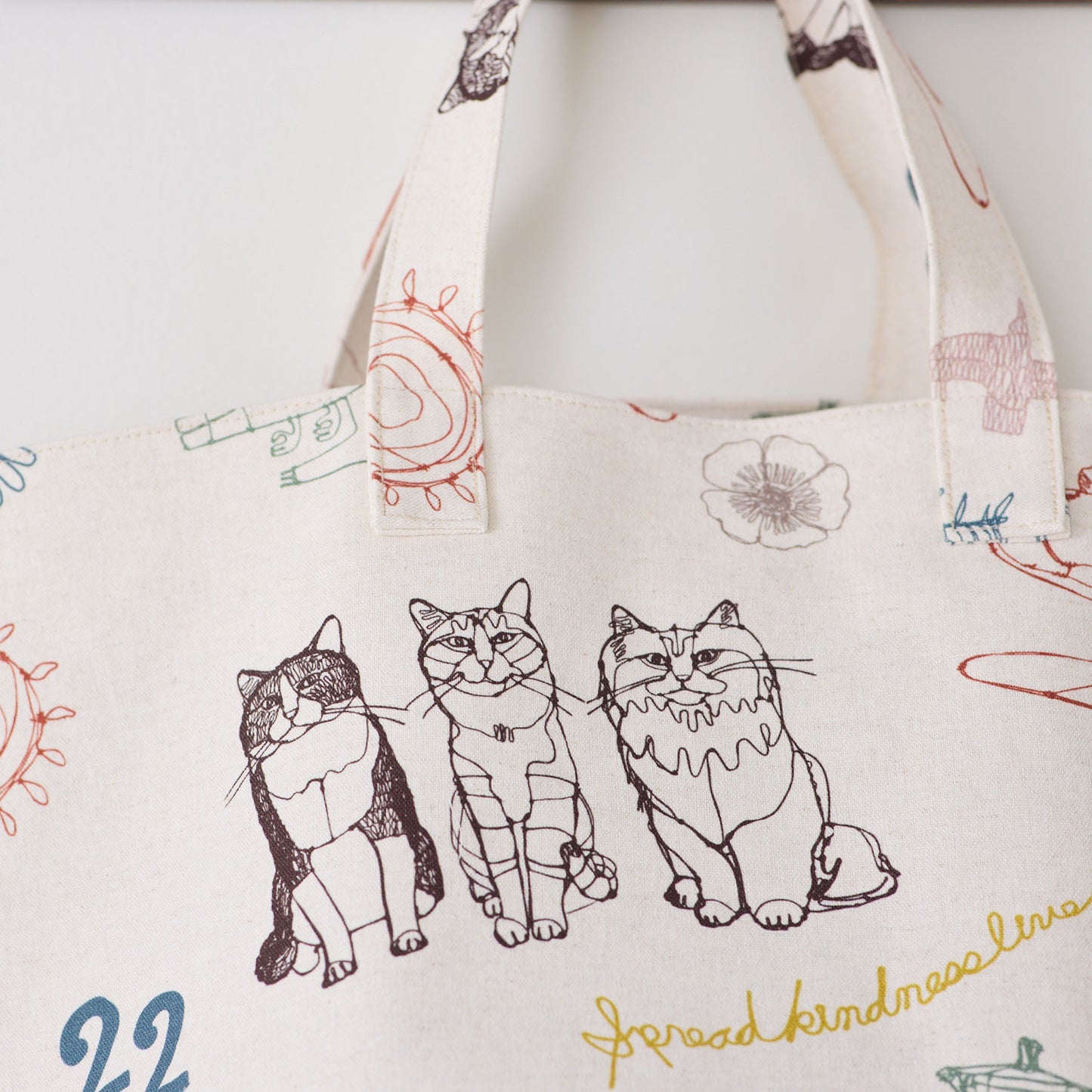 【予約販売】＋HAyU fabric  ～cat trio～ 綿麻キャンバス