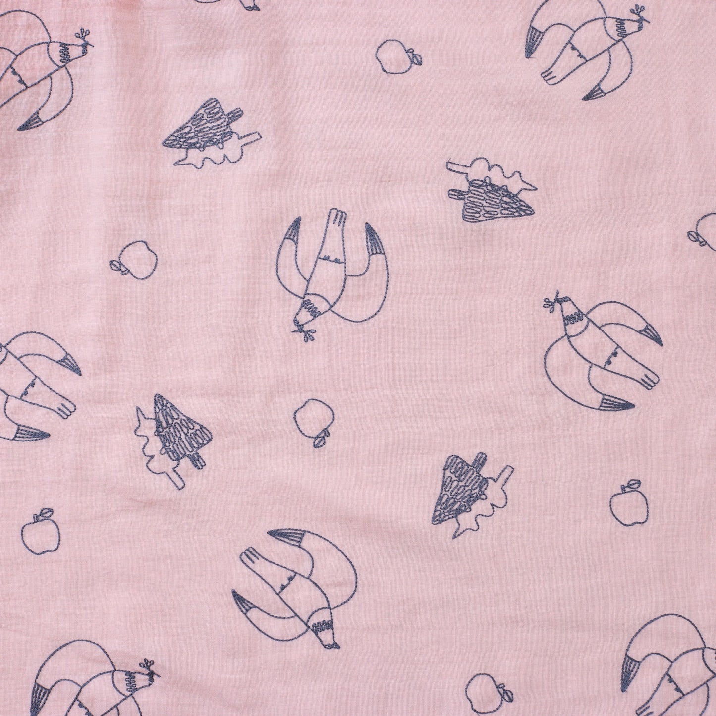 【予約販売】＋HAyU fabric  ～doves～ ダブルガーゼ刺繍