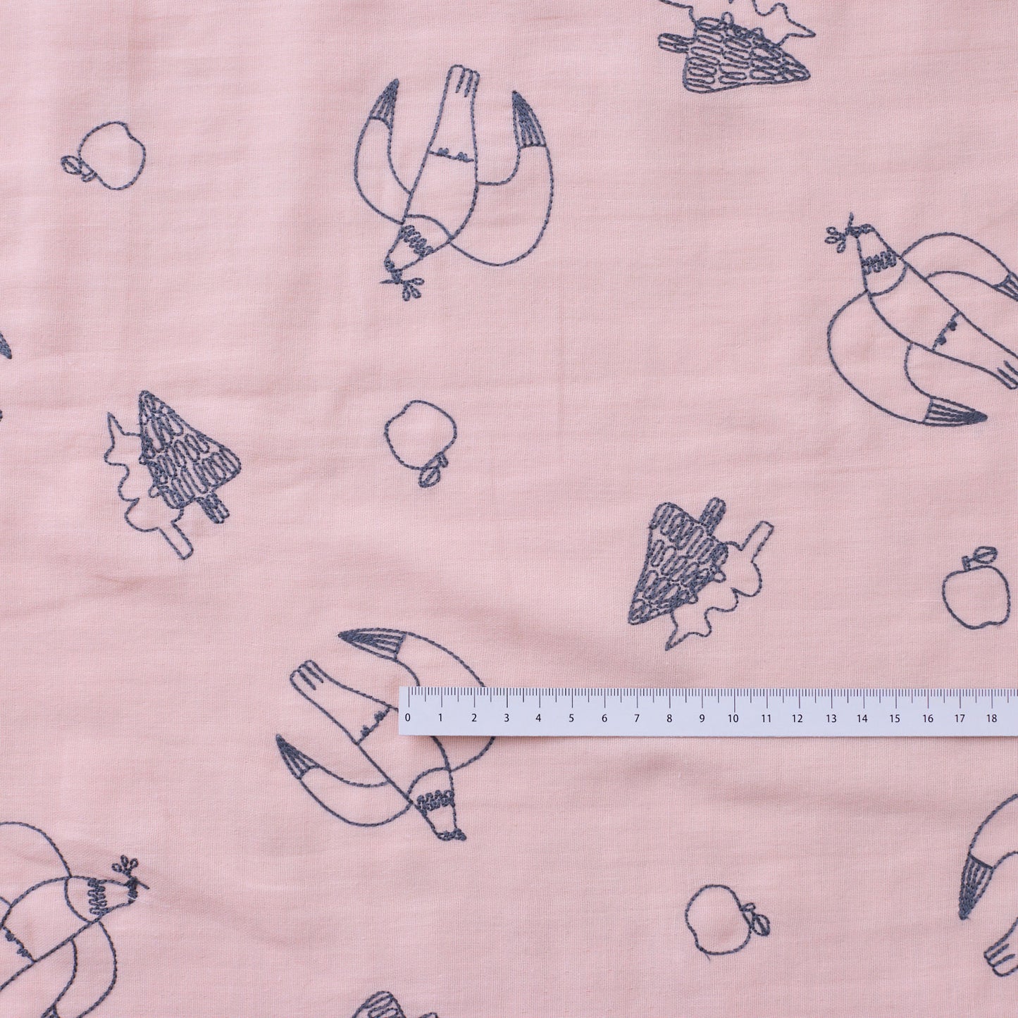 【予約販売】＋HAyU fabric  ～doves～ ダブルガーゼ刺繍