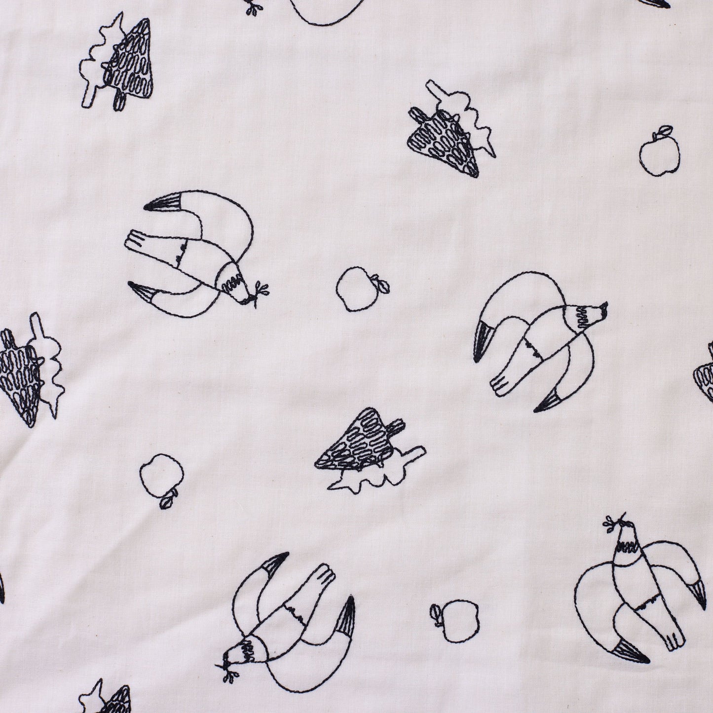 【予約販売】＋HAyU fabric  ～doves～ ダブルガーゼ刺繍