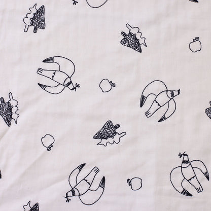 【予約販売】＋HAyU fabric  ～doves～ ダブルガーゼ刺繍