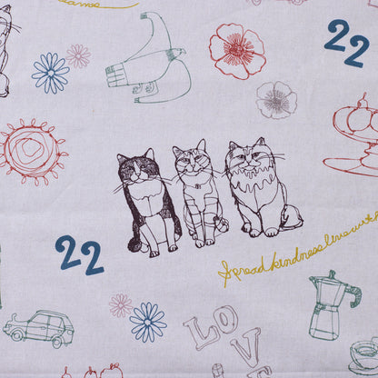 【予約販売】＋HAyU fabric  ～cat trio～ 綿麻キャンバス