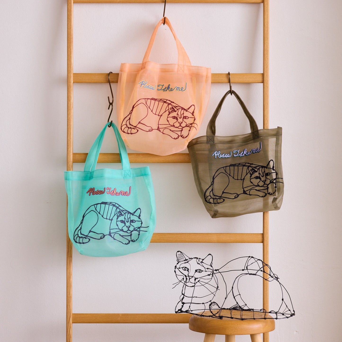 【＋HAyU】刺繍メッシュミニトートバッグ - cocca