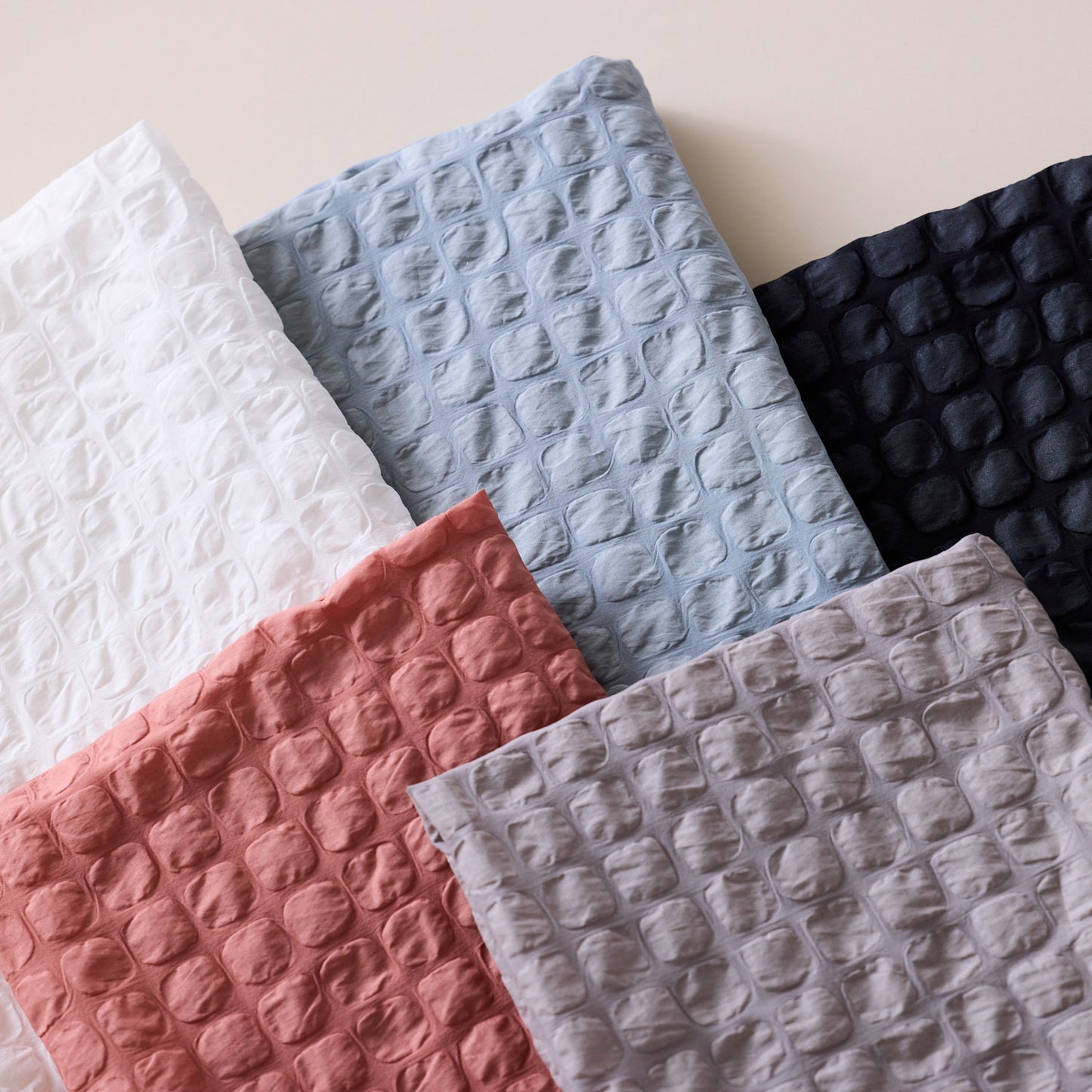 デザインワッフル無地 ～塩縮加工～ 綿100％