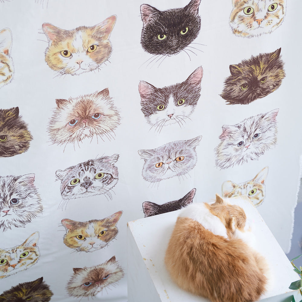 【予約販売】365 CAT ART ～CAT FACE～ 綿100%シーチング EKX-1700-2A