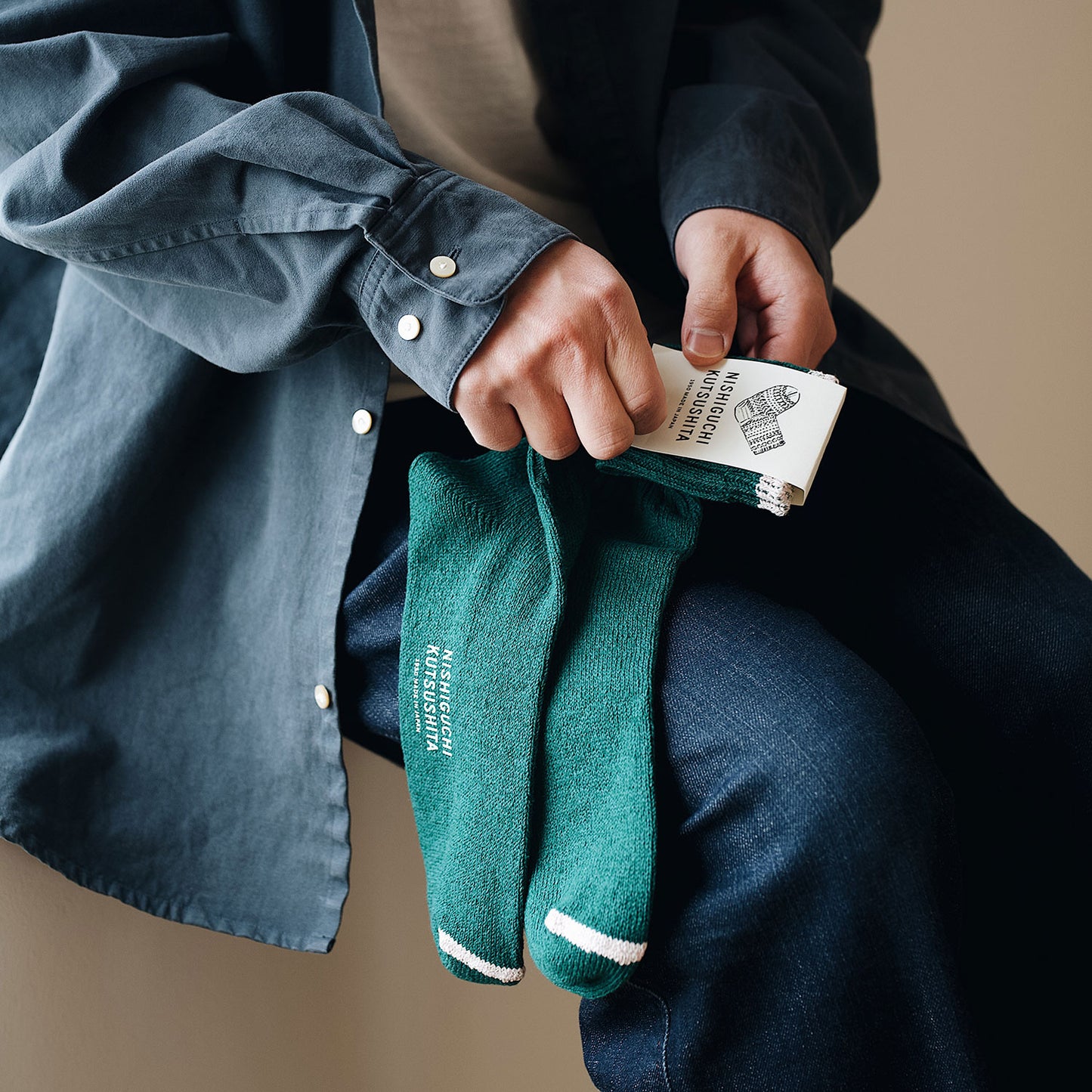 NISHIGUCHI KUTSUSHITA シルクコットン天竺ソックス