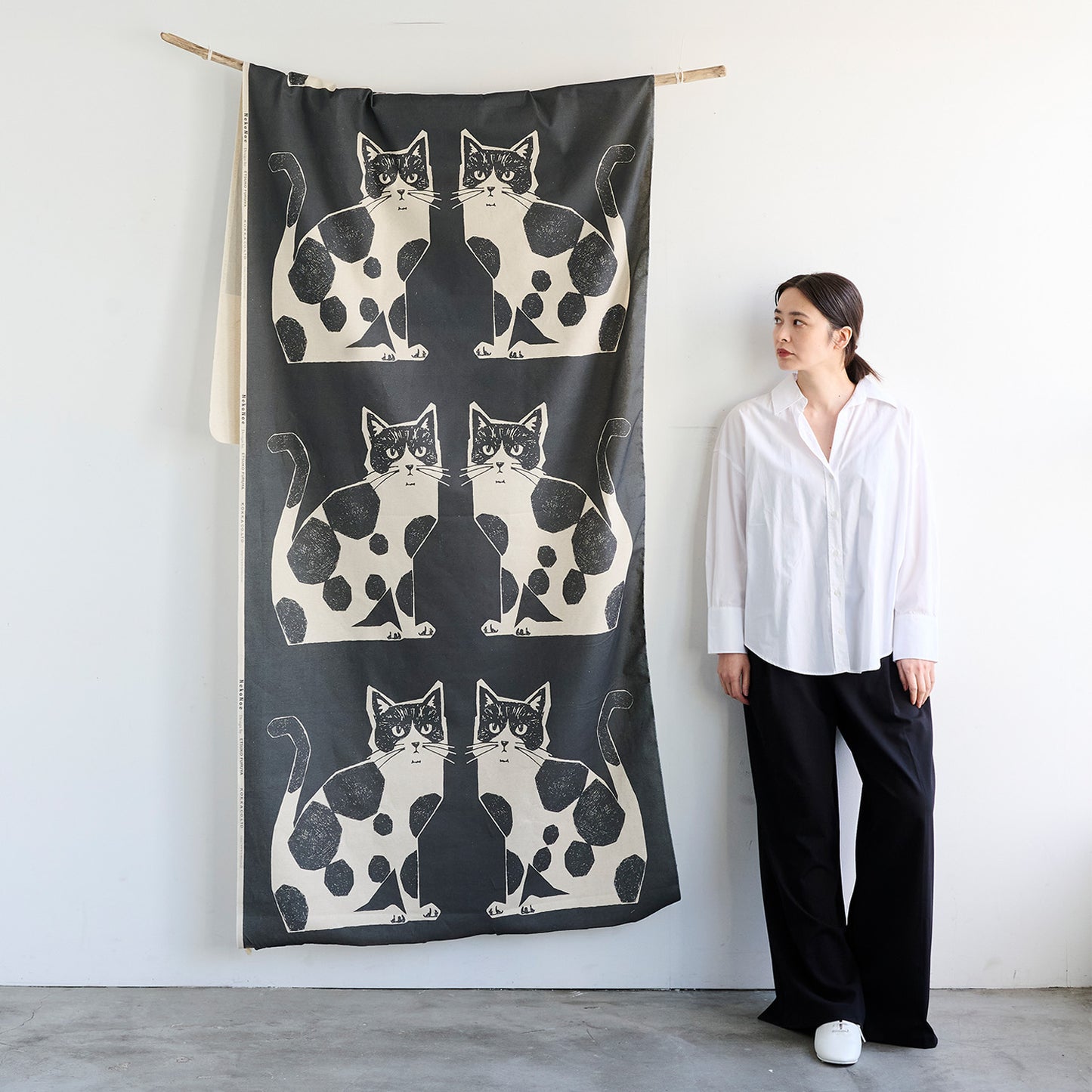 【予約販売】echino/エチノ TWO CAT ～パネル生地 綿麻キャンバス～ NekoNoe K from 30 SEWINGPINS - cocca